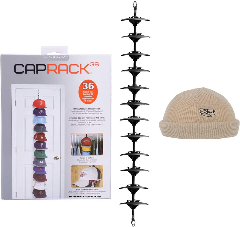 2Stoned Cap-Rack XXL Kappenhalter in Schwarz mit 12 Clips zum Aufhängen von bis zu 36 Baseball Caps