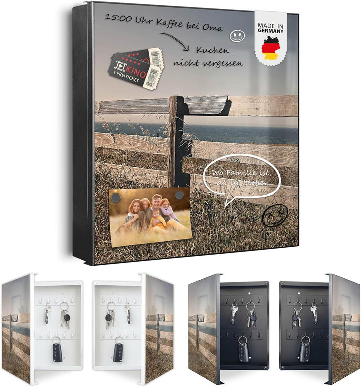 banjado Grosser Schlüsselkasten Glas - Schlüsselbox 30x30cm mit 50 Haken - Schlüsselkasten modern fü