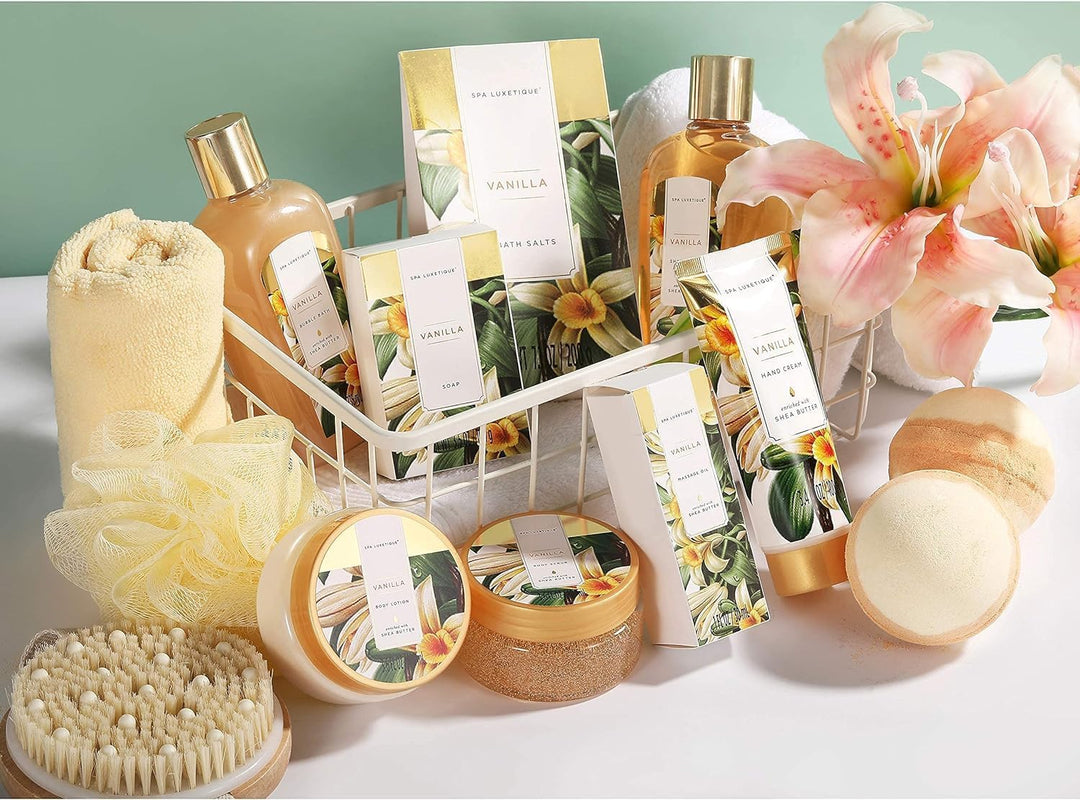 Bade Geschenkset für Frauen, SPA LUXETIQUE 15 tlg. Vanilleduft Bad Set Geburtstagsgeschenk für Damen