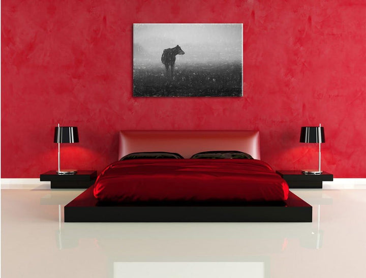 Pixxprint fressende Kuh auf der Weide als Leinwandbild/Grösse: 100x70 / Wandbild/Kunstdruck/fertig b