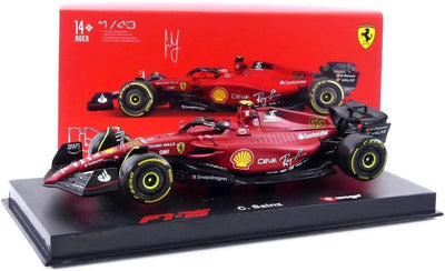 Bburago 1:43 F1 2022 Ferrari F1-75 with Helmet SAINZ, Assorted Colours