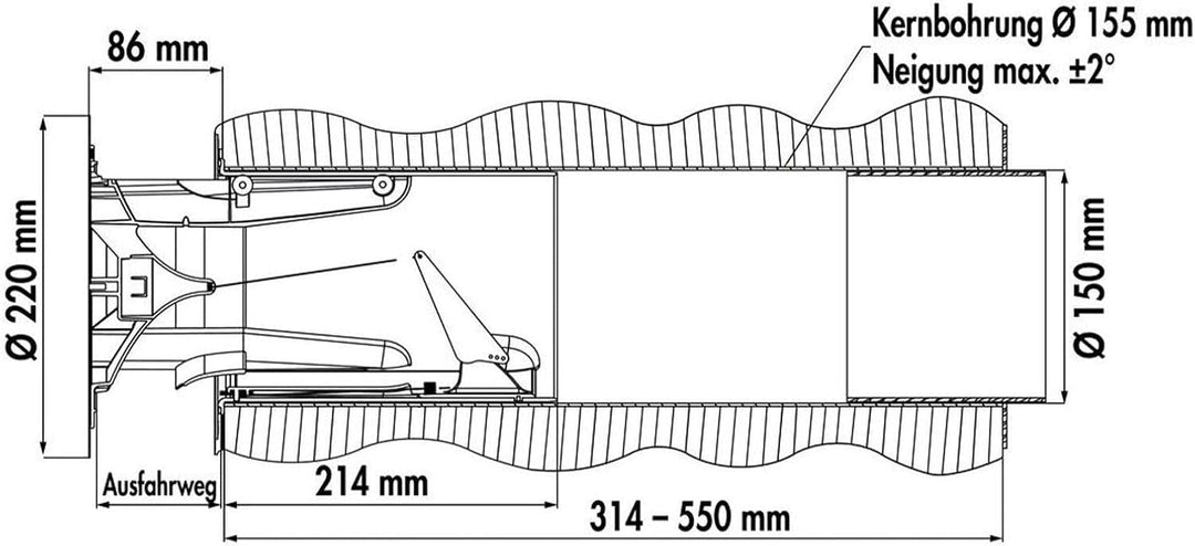 NABER COMPAIR® Flow Star GTS 150 Mauerkasten Ø150 mm (Rundrohranschluss)