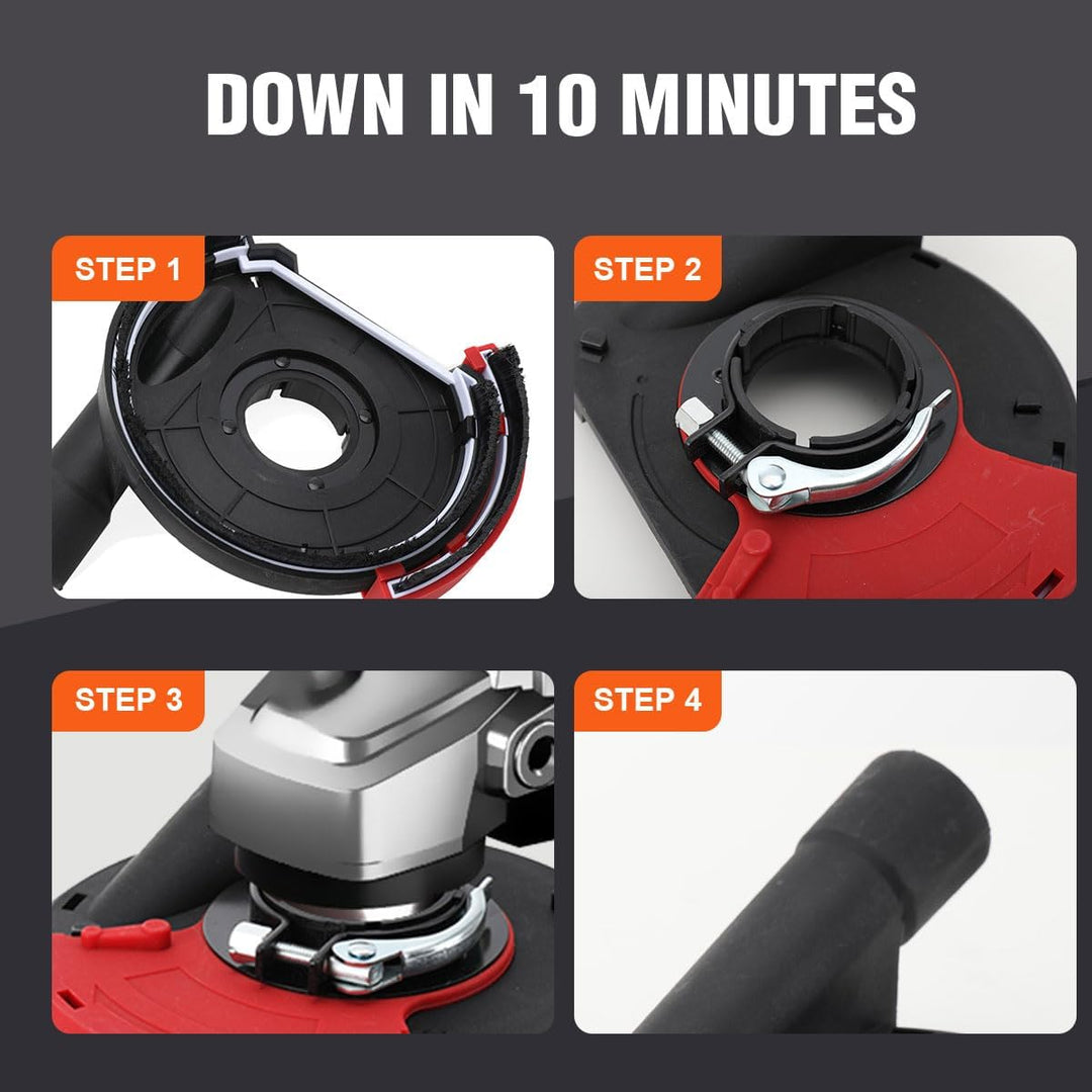 Absaugaufsatz Absaughaube für Winkelschleifer Betonschleifer mit 2 stück Professional Schleiftopf 12