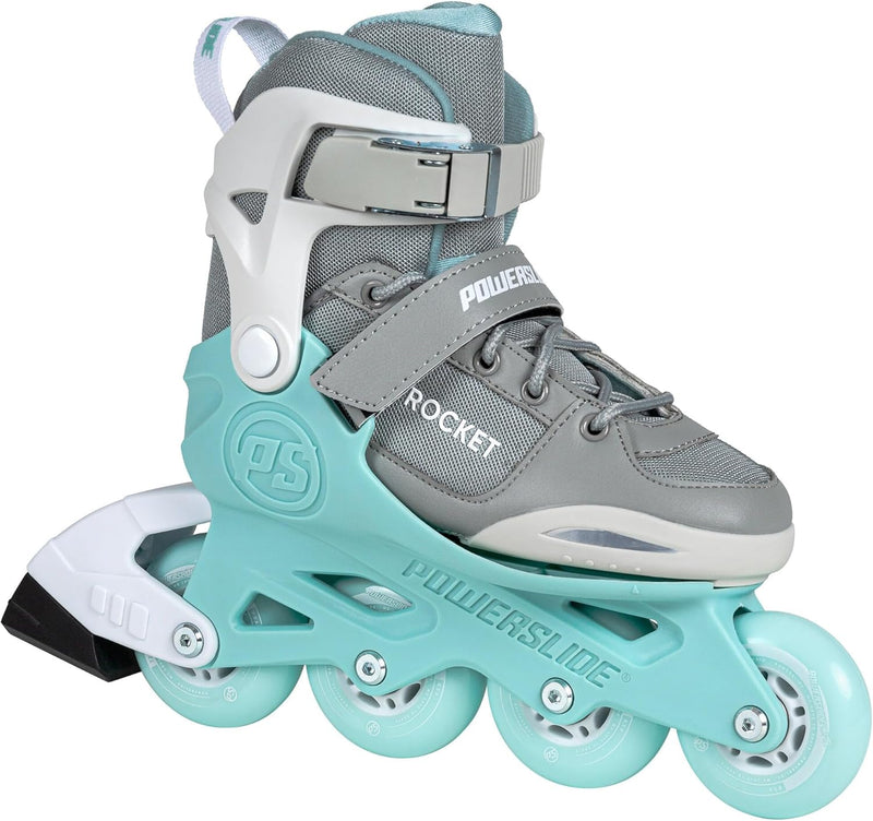 Powerslide Inline Skates Rocket Grey, grössenverstellbar, Grau/Grün für Kinder, ABEC 7 Pro Kugellage