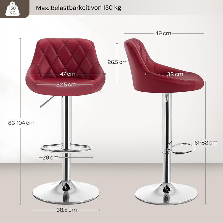 WOLTU 1er Barhocker Barstuhl, leichte reinige Kunstleder, Gute gepolsterte Sitzfläche, Höhenverstell