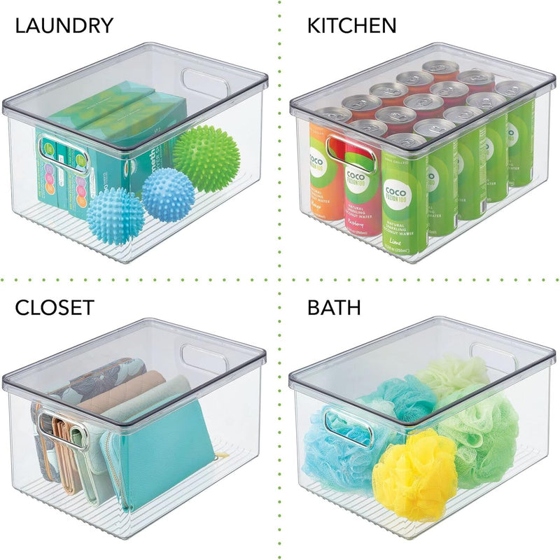 mDesign 4er-Set Kühlschrankbox – Kühlschrank Vorratsdose mit Griffen und abnehmbarem Deckel – lebens