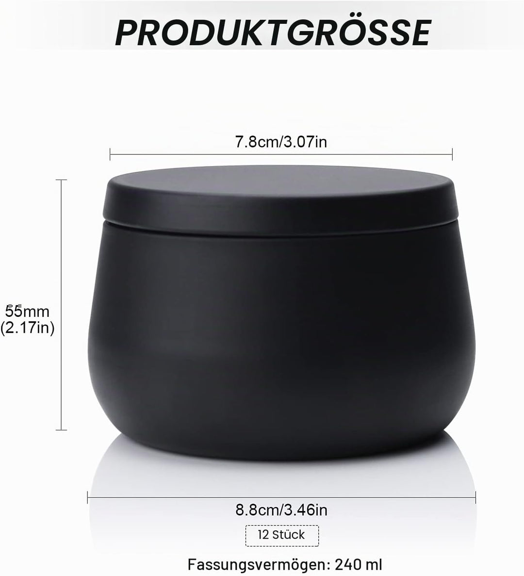 Gukasxi Leere Kerzendosen aus Metall, 12 Stück 8OZ (240ml) Kerzendosen für die Kerzenherstellung, Sc