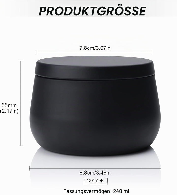Gukasxi Leere Kerzendosen aus Metall, 12 Stück 8OZ (240ml) Kerzendosen für die Kerzenherstellung, Sc