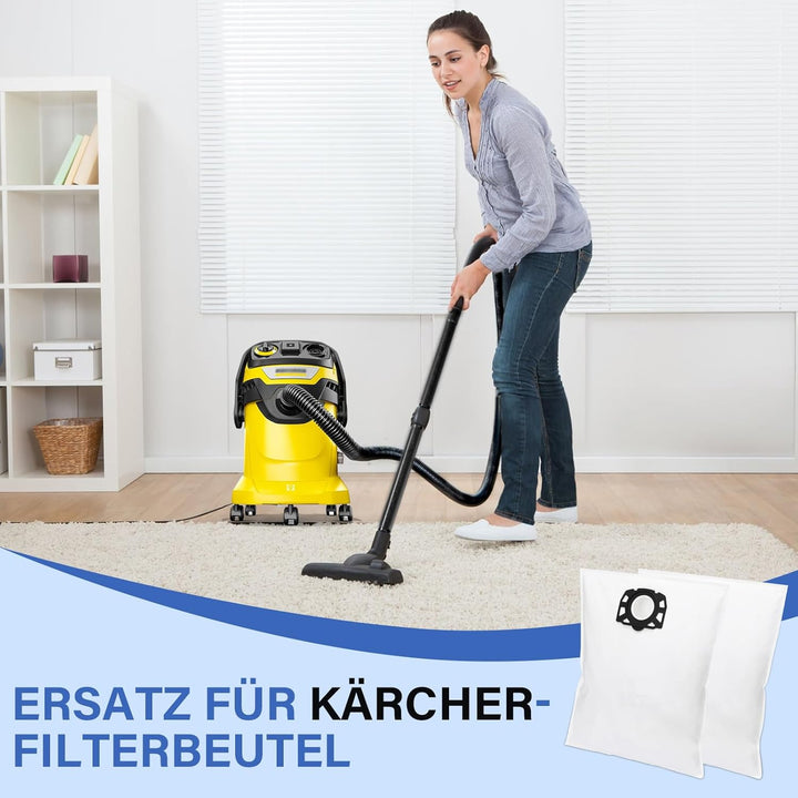 12 Stück KFI 487 Staubsaugerbeutel für Kärcher KNT4, WD4, WD5, MV4, MV5, MV6,WD5 Premium, WD6 Nass-/