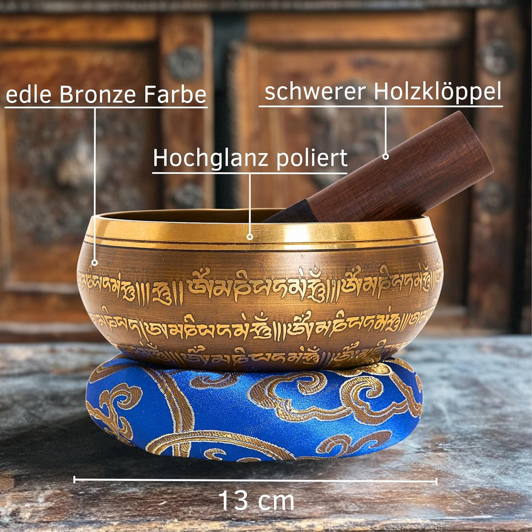 Grosse Klangschale aus Nepal – Tibetisches Set für Meditation – Yoga – Aufmerksamkeit in Schule & Ki