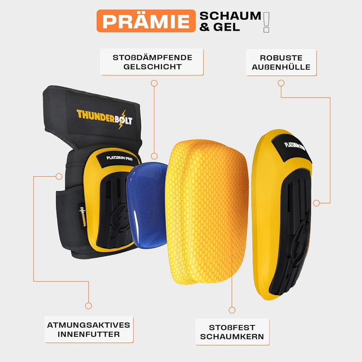 Thunderbolt® Knieschoner Professioneller Knieschützer mit komfortablem Gelkissen Knieschoner Fliesen