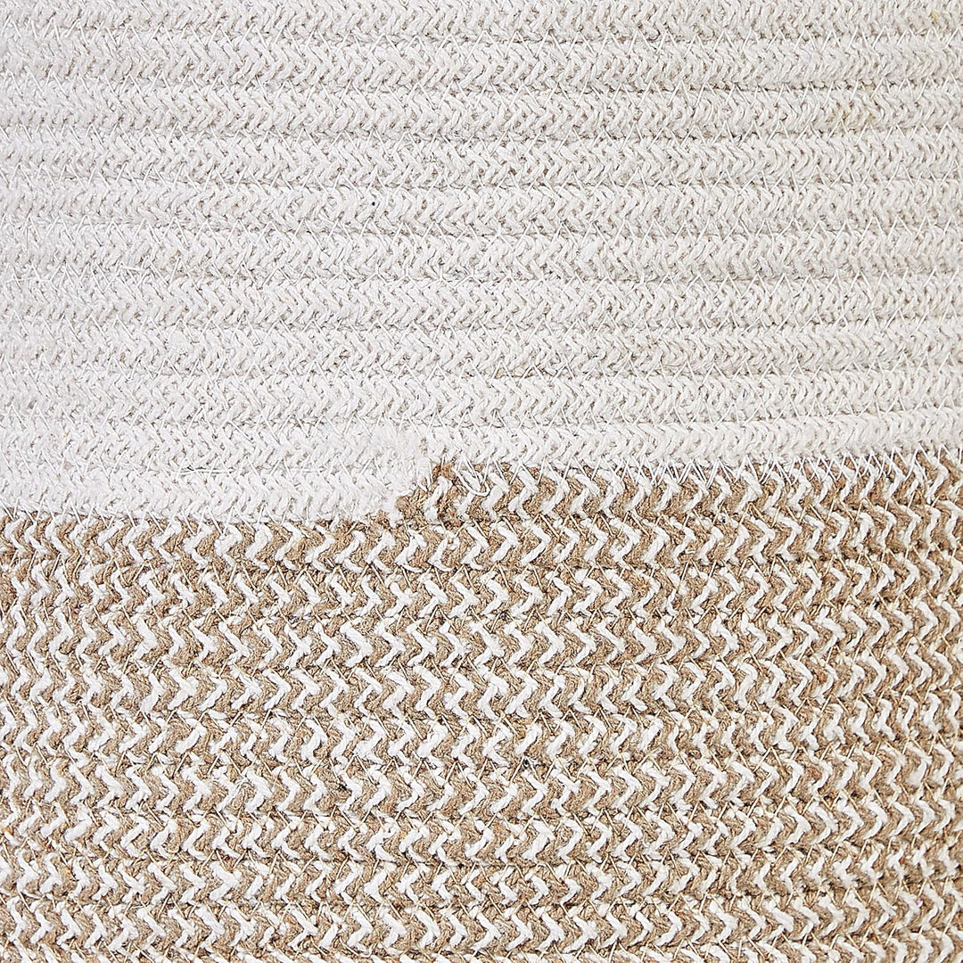 Set aus 2 beige und weissen gewebten Baumwollkörben Pazha