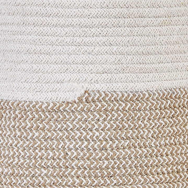Set aus 2 beige und weissen gewebten Baumwollkörben Pazha