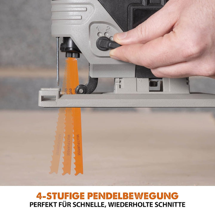 Evolution Power Tools R90JGS-Li Akku-Stichsäge – 5 Mehrzweck-Sägeblätter im Lieferumfang enthalten K