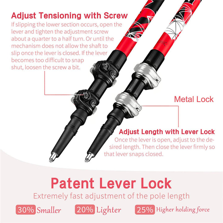 FitTrek Wanderstöcke Kork - Trekkingstöcke - Walking Stöcke Teleskop Verstellbar Leicht für Damen, H