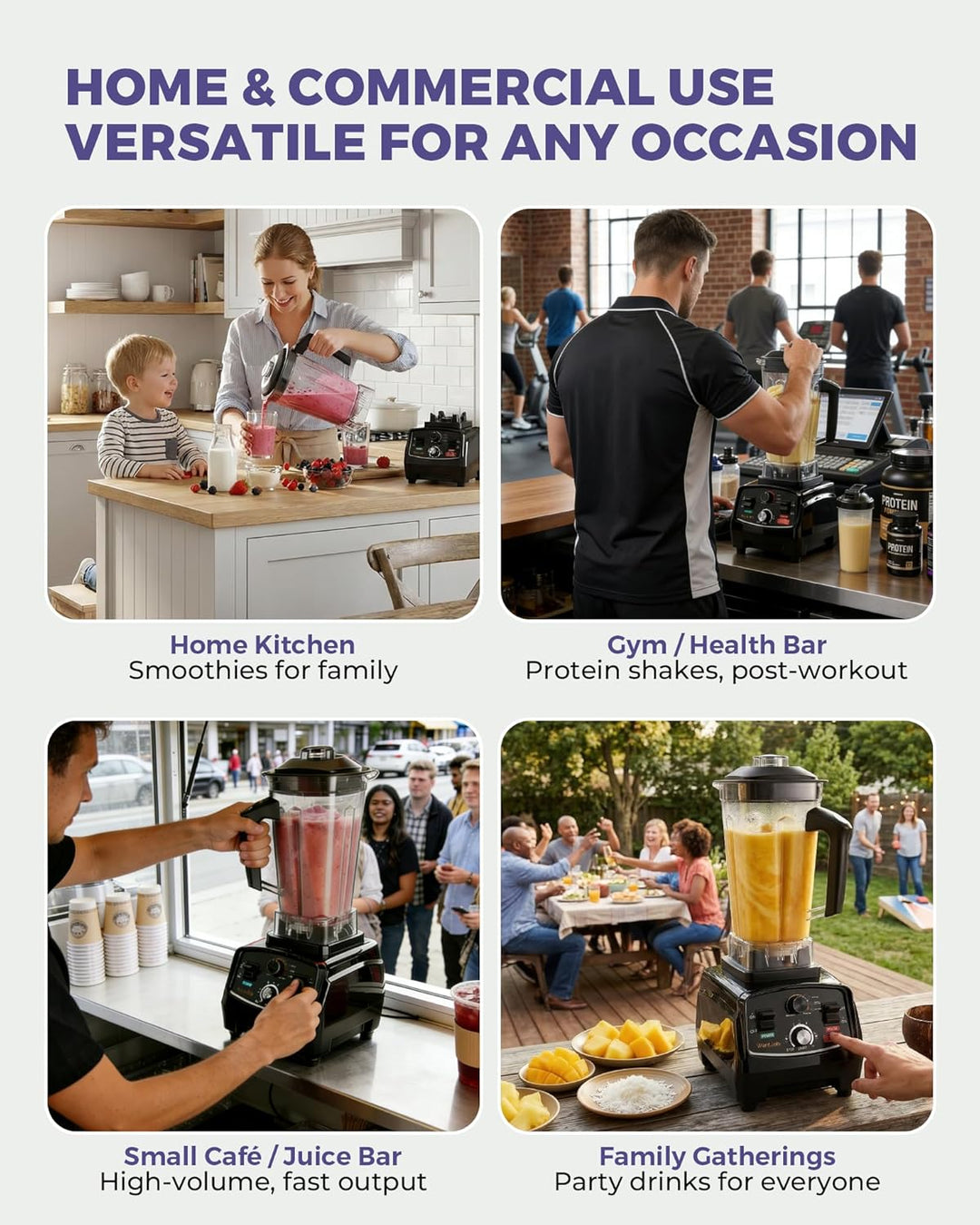 WantJoin Hochleistungsmixer 1800W | 2000ml Smoothie Maker für Gastronomie &amp; Haushalt, ETL-geprüfter