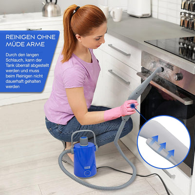 LEBENLANG Dampfreiniger Handgerät Steam Cleaner - 1000W & 300ml mit 9 Zubehör | Polsterreiniger Gerä