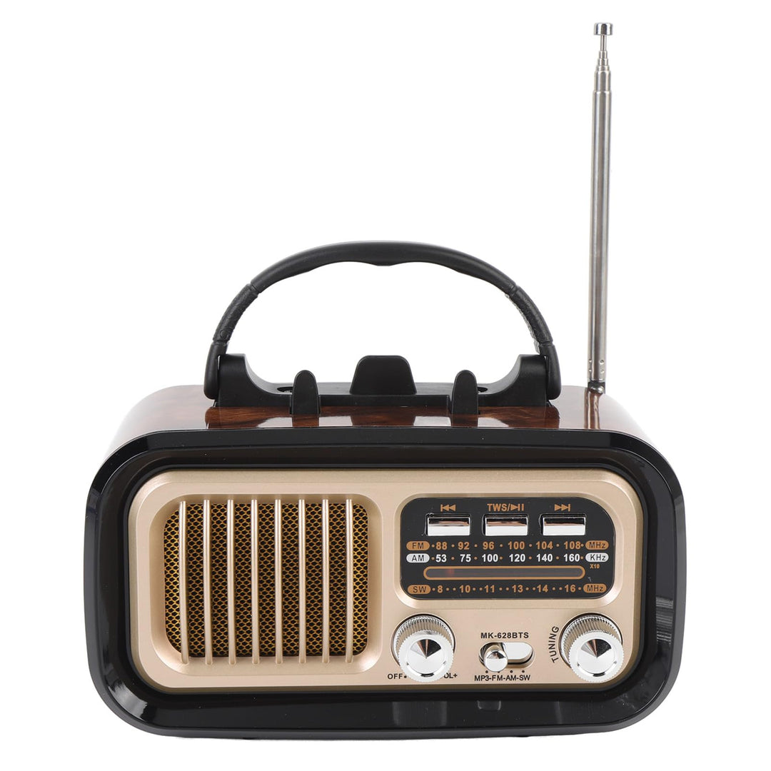 Retro -Radio mit BT -Lautsprecher, Tragbarem AM -FM -Radio -Lautsprecher, USB -Wiedergabe, Solar -Ba