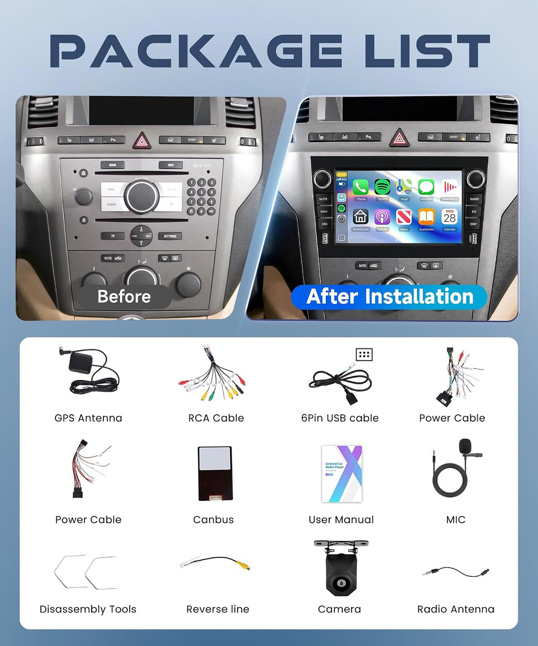 Rimoody Autoradio für Opel Corsa/Astra/Zafira/Meriva/Combo, 7 Zoll Android 15 Autoradio mit 2+64GB,