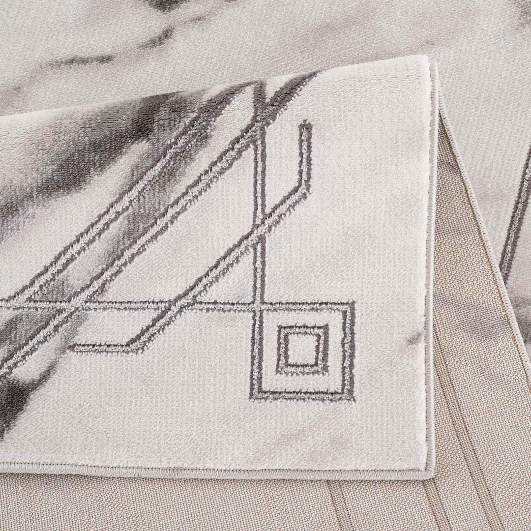 carpet city Teppich Wohnzimmer - Bordüre 120x170 cm Grau Meliert - Moderne Teppiche Kurzflor 120x170