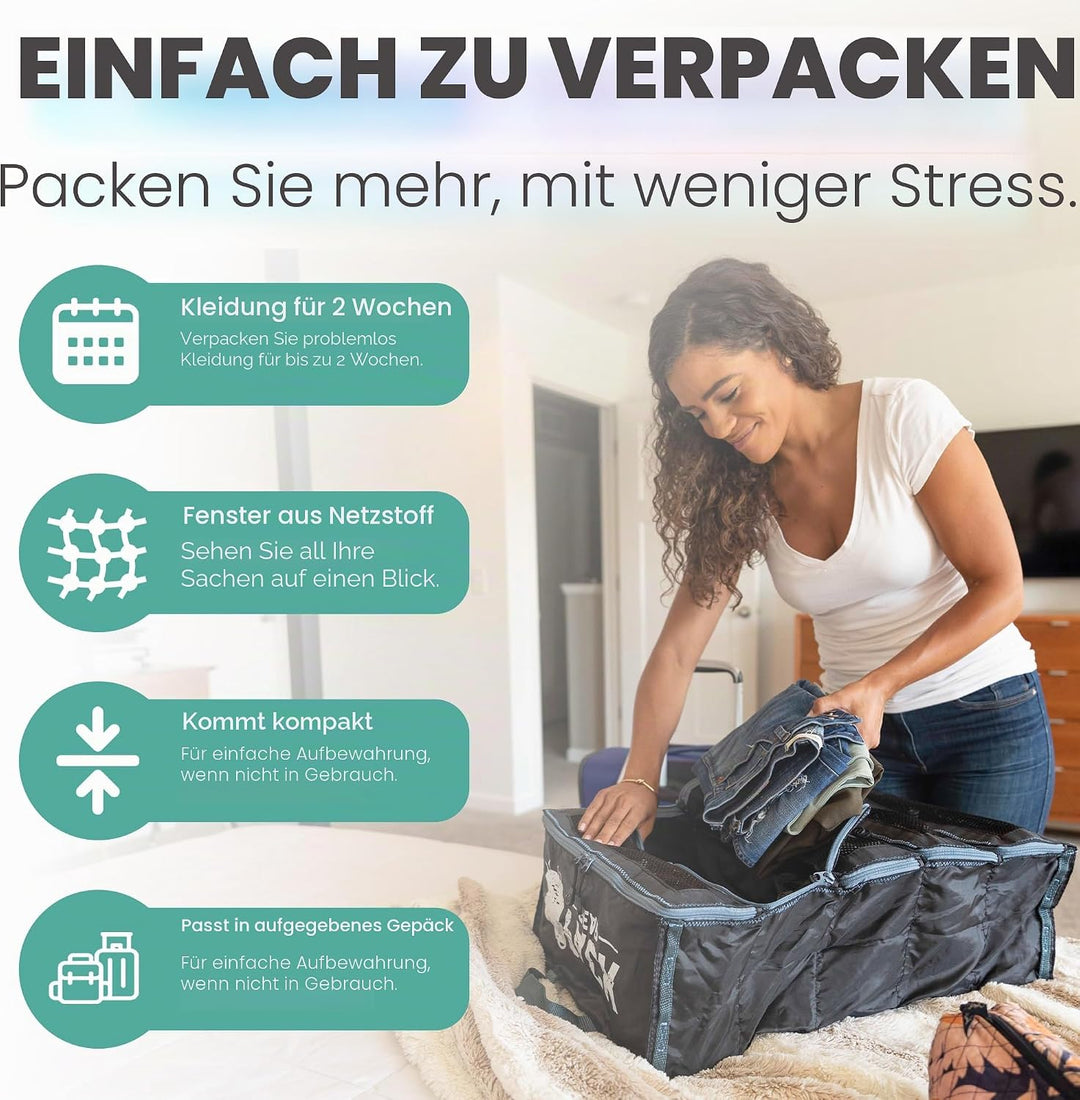 Pack Gear Koffer-Organizer | Packen Sie mehr in Ihr grosses oder Handgepäck | sofort auspacken mit d