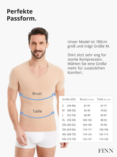 FINN figurformendes Kompressions-Unterhemd Herren - Shapewear Kurzarm Shirt mit Bauch-Weg Effekt - B