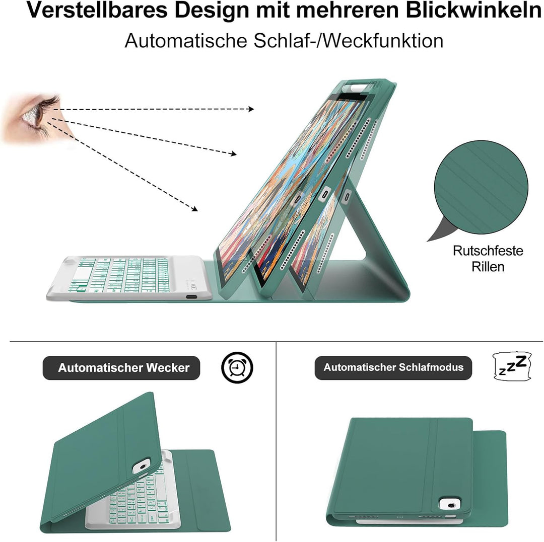 Hülle Beleuchtete Tastatur für Air 13 Zoll (2025/2024) M3/M2, QWERTZ Magnetisch Abnehmbare Keyboard