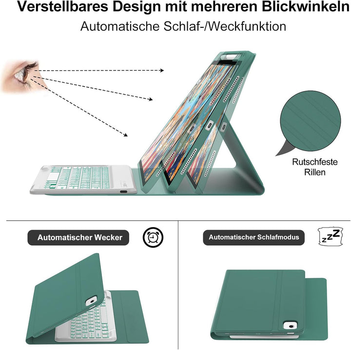 Hülle Beleuchtete Tastatur für Air 13 Zoll (2025/2024) M3/M2, QWERTZ Magnetisch Abnehmbare Keyboard