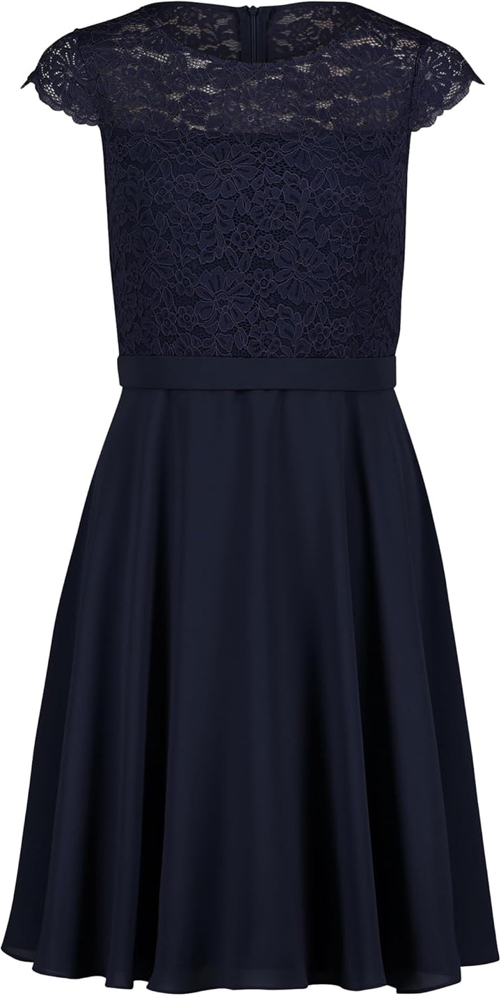 Vera Mont Damen Cocktailkleid mit Spitze 34 Blau, 34 Blau