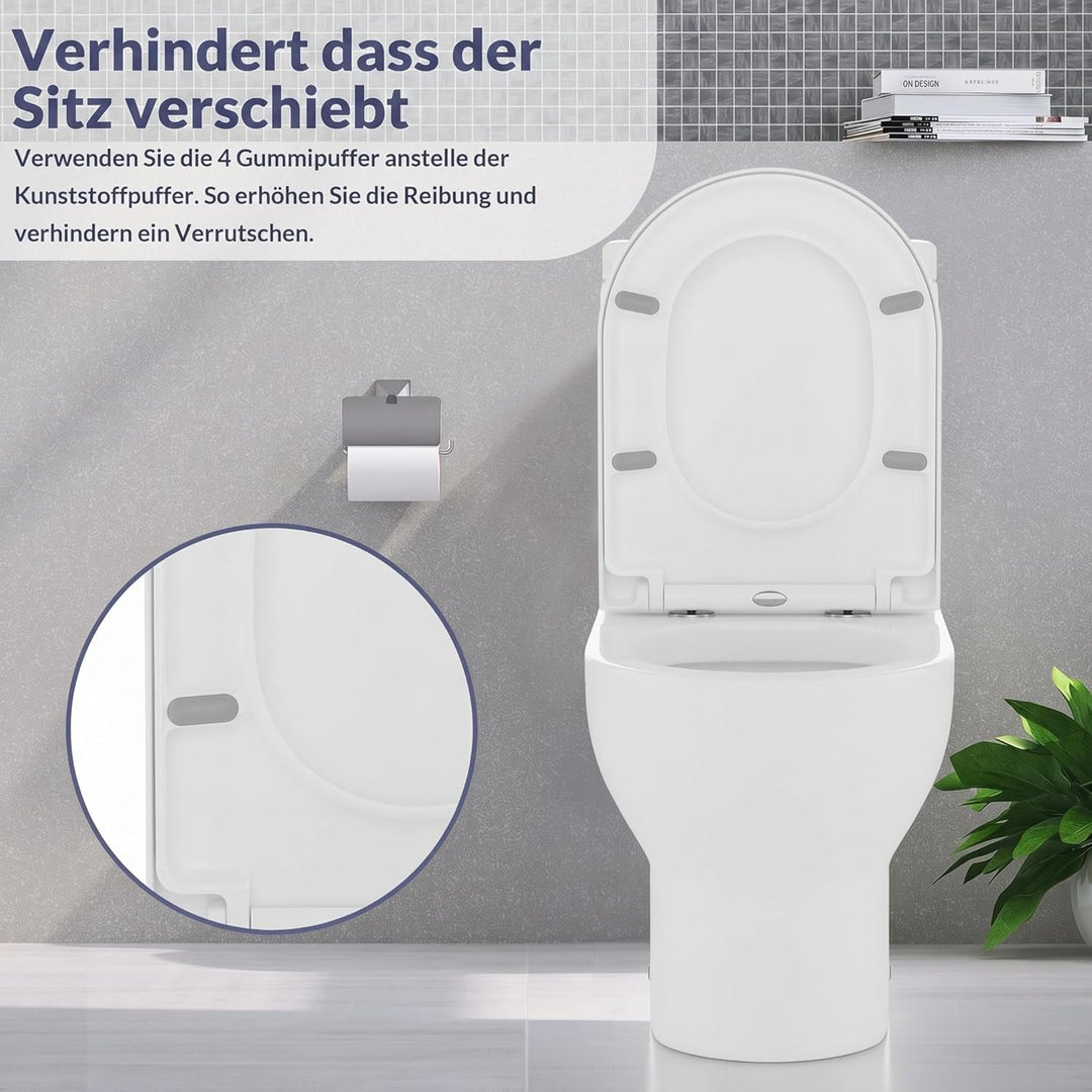 Toilettendeckel mit Absenkautomatik, WC Sitz Klobrille Toilettensitz mit Quick-Release Funktion& Ver