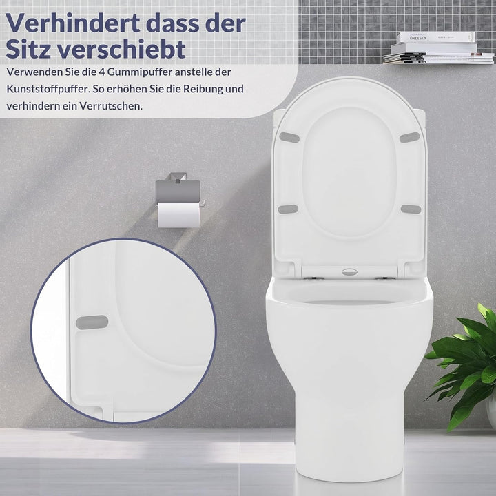 Toilettendeckel mit Absenkautomatik, WC Sitz Klobrille Toilettensitz mit Quick-Release Funktion& Ver