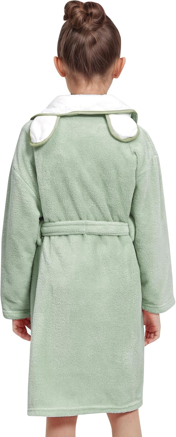 JiAmy Mädchen Bademäntel aus Coral Fleece Kuschelflanell Kuschelweiche Kinderhausmäntel Nachtwäsche