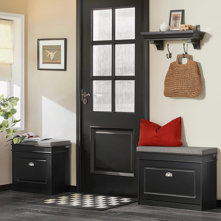 SoBuy Schuhbank mit Sitzkissen und Stauraum Schuhschrank mit Klappe, Schuhregal schmal platzsparende