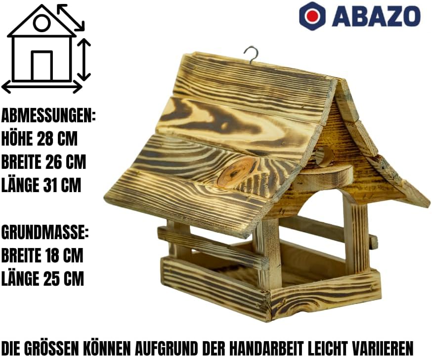 Vögelhaus, Vogelhaus, Futterhaus, Futterhäuschen, handgefertigt gebranntes Holz klein, 23cm x 25cm x