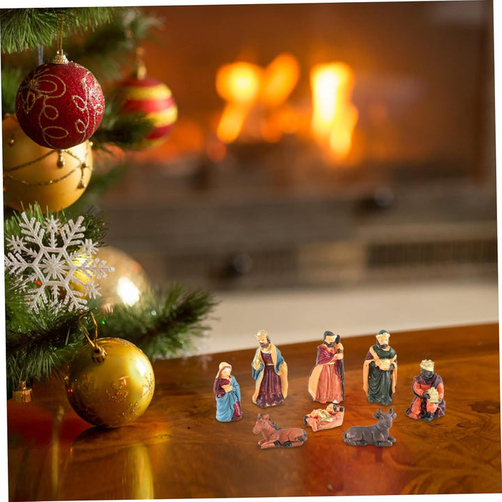 8pcs/festgelegte Weihnachtskrippe Sets Harzgeborene Set mit Jesuskind und Tieren realistische Krippe