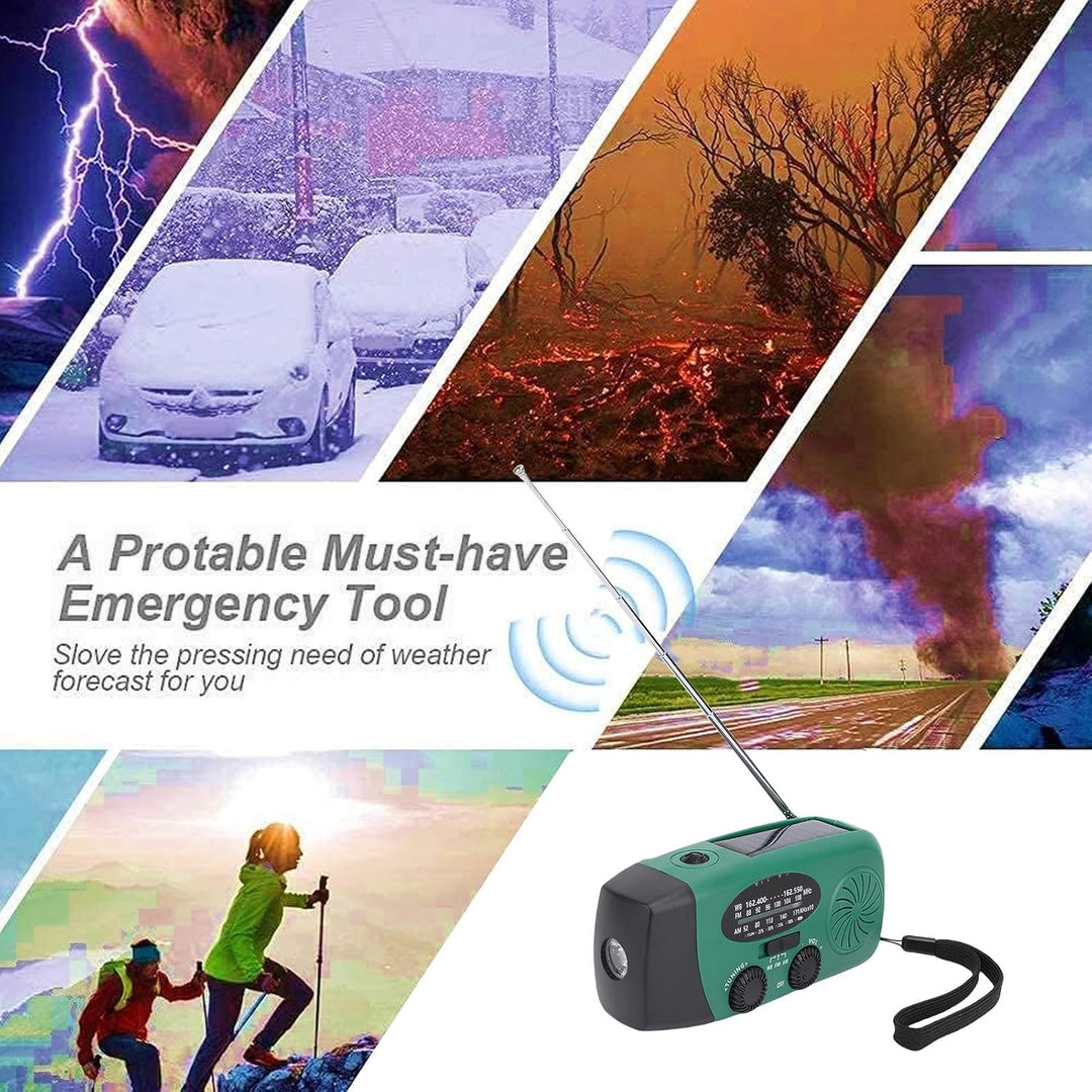 Solar-Radio mit Solar-Radio mit Kurbel, mit 2000 mAh Akku, NOAA AM/FM WB, LED-Taschenlampe und SOS-A
