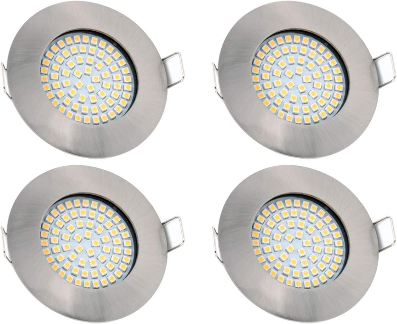 vislux LED Einbaustrahler 230V - 58mm - 70mm - Edelstahlgebürstete Einbauspots Badezimmer- Energiesp