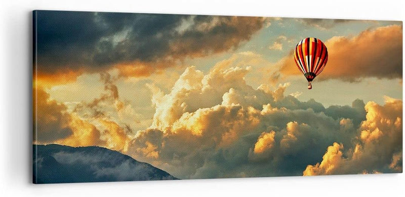 Panorama Bilder auf Leinwand 100x40cm Leinwandbild Wolken Ballon Flug Gross Wanddeko Bild Schlafzimm