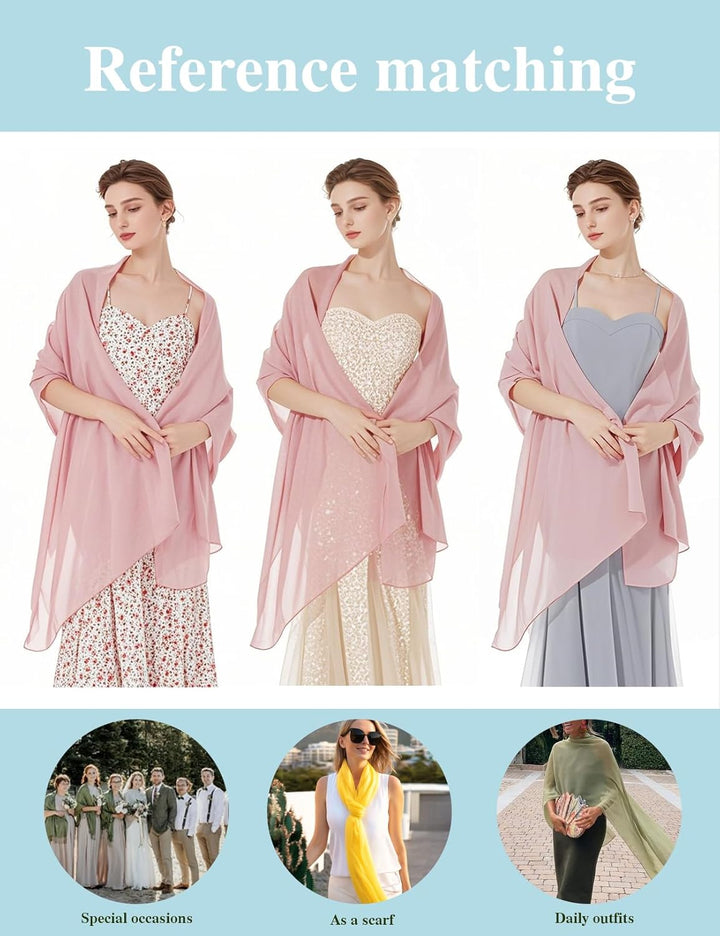 BEAUTELICATE Chiffon Schal Stola Damen Festlich Elegante Tücher Schultertuch Stola für Abendkleider