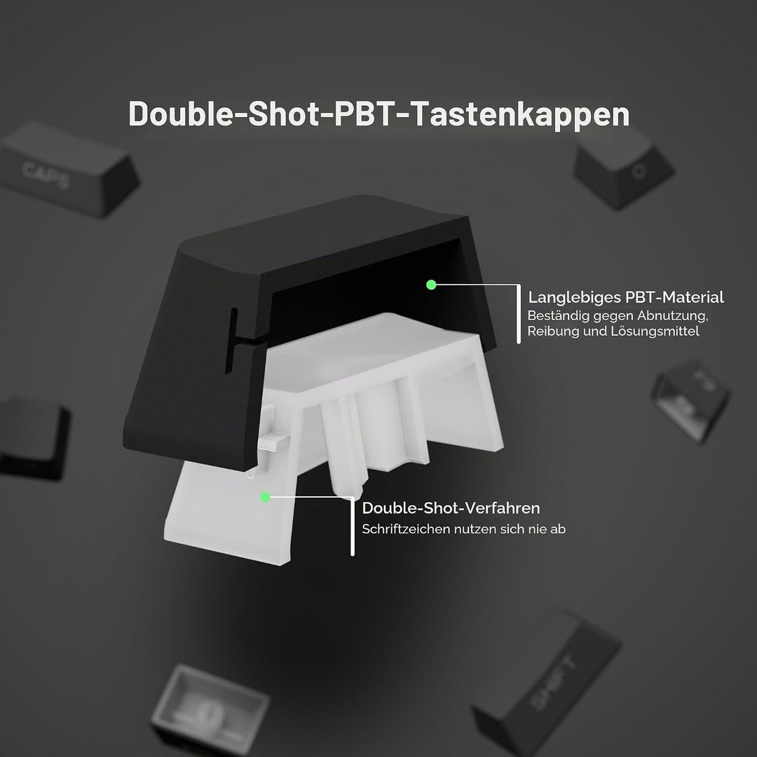 PBT Keycaps - Side Print Keycap Set, Double Shot Shine Through Custom Keycaps, Black Keycaps OEM Pro