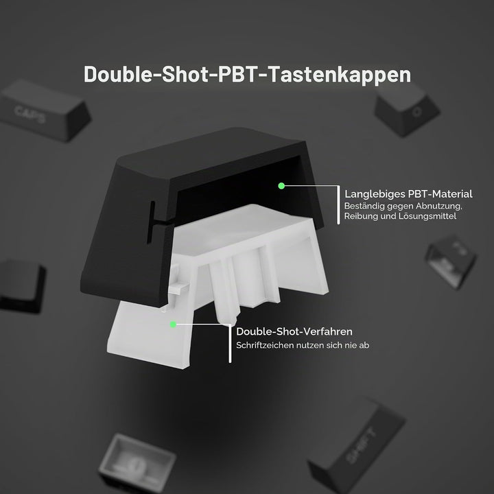 PBT Keycaps - Side Print Keycap Set, Double Shot Shine Through Custom Keycaps, Black Keycaps OEM Pro