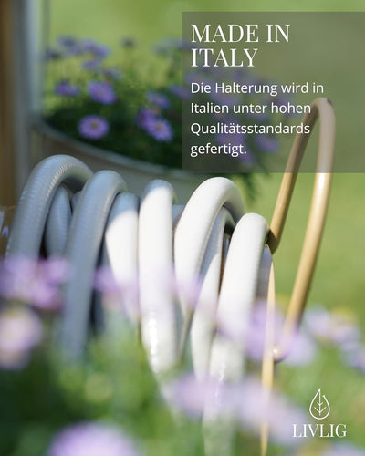 Livlig53 Gartenschlauch Halterung für 1/2 Zoll Schläuche bis 30m aus verzinktem Stahl, Wandhalterung