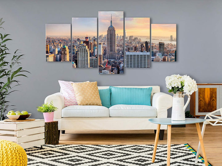 murando - Bilder Stadt New York 100x50 cm Vlies Leinwandbild 5 tlg Kunstdruck modern Wandbilder XXL