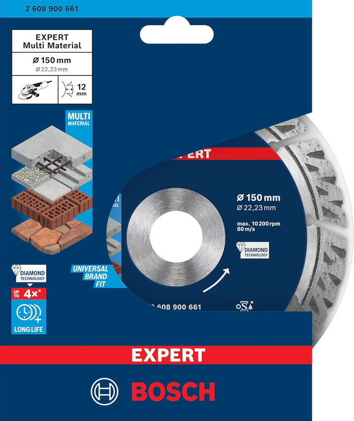 Bosch Professional 1x Expert MultiMaterial Diamanttrennscheiben (für Beton, Ø 150 mm, Zubehör Grosse