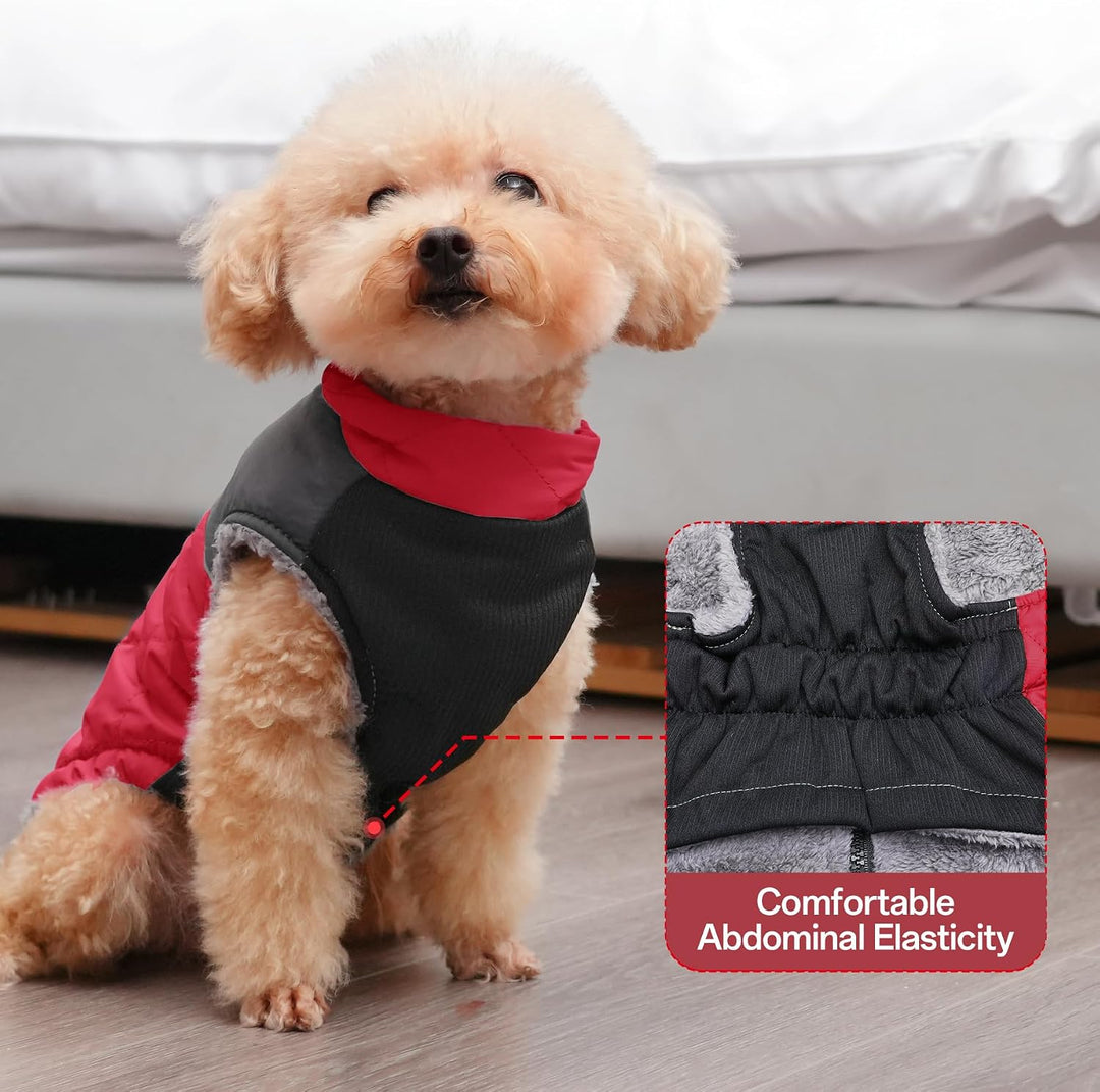 JoyDaog Warmer Fleece-Hundemantel für kleine Hunde, D-Ringe, wasserdichte Welpenjacke für den kalten