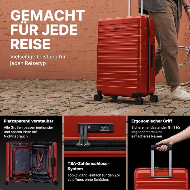 Eminent Voyager Koffer Mittelgross 67x44x26 cm, Erweiterbar, Hartschalenkoffer, 4 Rollen, Leicht, TS
