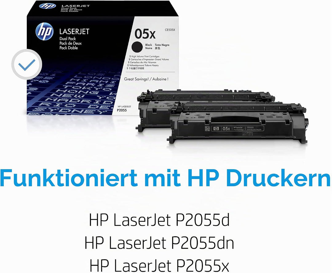 HP 05X Schwarz 2er-Pack Original LaserJet Tonerkartusche mit hoher Reichweite, XL XL Doppelpack Sing