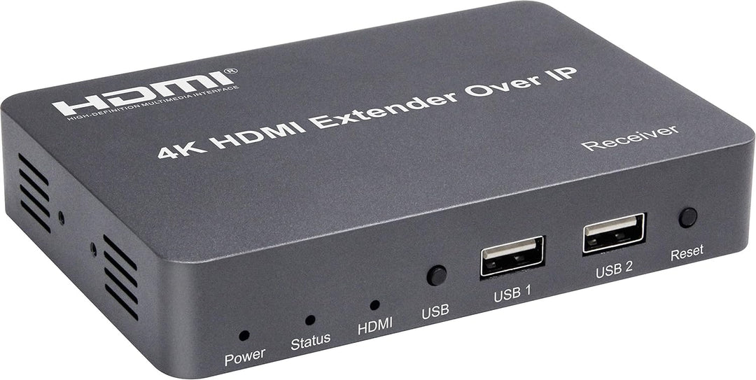 PremiumCord 4K HDMI Extender mit USB auf 150m über IP, Metallgehäuse, Kompatibel mit 4K 2160p, Full