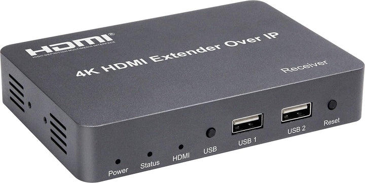 PremiumCord 4K HDMI Extender mit USB auf 150m über IP, Metallgehäuse, Kompatibel mit 4K 2160p, Full