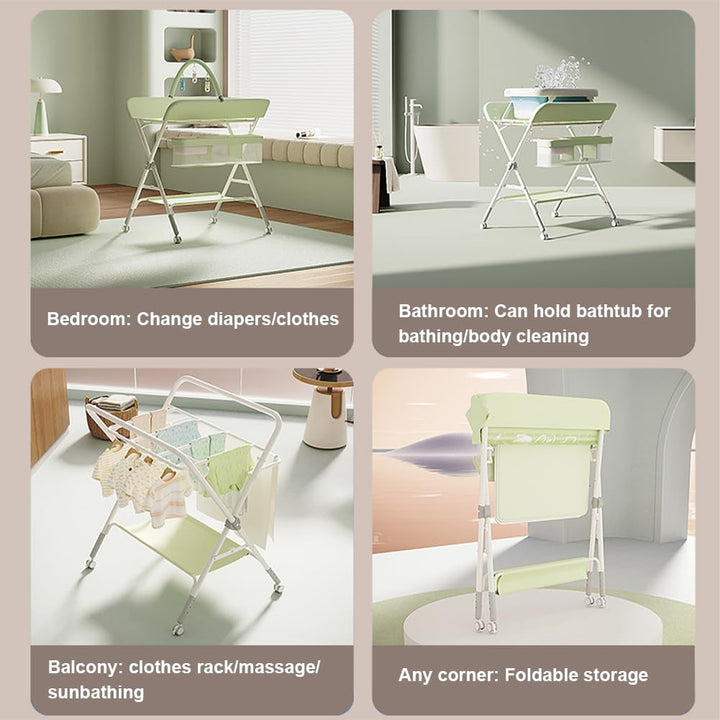 GarveeHome Wickeltisch Mobiler, Wickelstation Mit Aufbewahrungskorb, Klappbarer Wickelkommode, Wicke